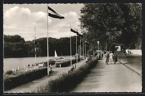 AK Malente-Gremsmühlen, Dieksee-Promenade mit Flaneuren