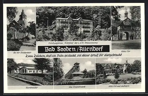 AK Bad Sooden /Allendorf, Kurtheater, Gradierwerk, Erholungsheim Viktoria der LVA Braunschweig