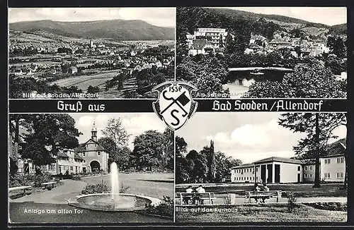 AK Bad Sooden /Allendorf, Kurhaus, Schwanenteich, Anlage am alten Tor