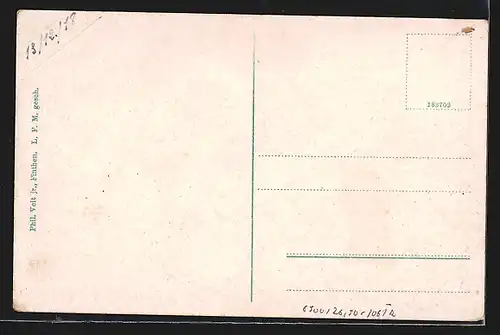 AK Finthen, Totalansicht, Kirche mit Kriegerdenkmal