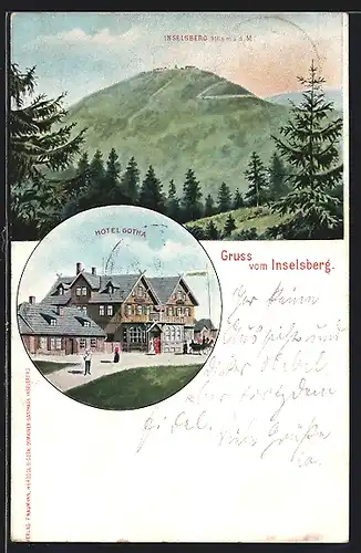 Künstler-AK Inselsberg, Hotel Gotha