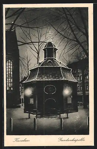 AK Kevelaer, Gnadenkapelle beleuchtet bei Nacht