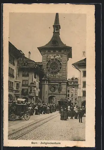 AK Bern, Strassenbahn vor dem Zeitglockenturm