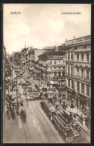 AK Berlin, Strassenbahn in der Leipzigerstrasse