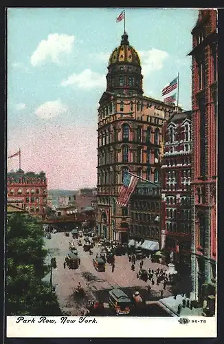 AK New York, Park Row, Strassenbahn