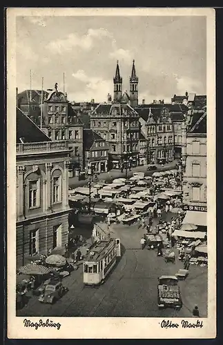 AK Magdeburg, Strassenbahn am alten Markt