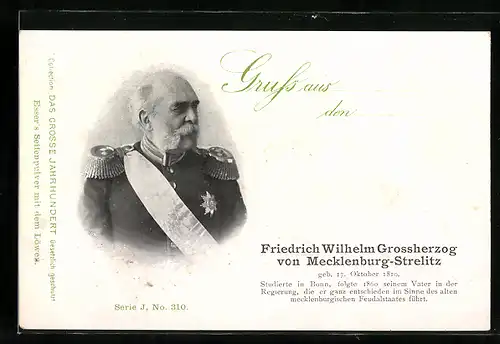 AK Friedrich Wilhelm Grossherzog von Mecklenburg-Strelitz