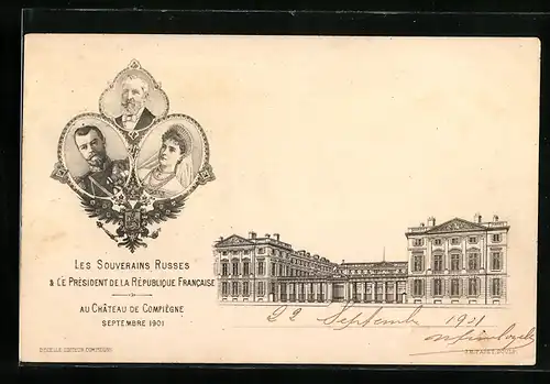 Lithographie Zar Nikolaus II. mit der Zarin