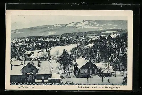 AK Schreiberhau, Ortsansicht mit dem Hochgebirge