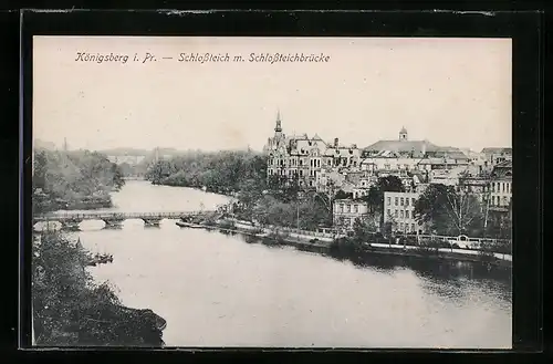 AK Königsberg i. Pr., Schlossteich und Schlossteichbrücke