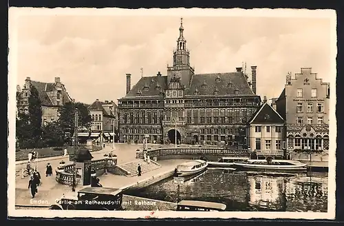 AK Emden / Ostfr., Rathausdelft mit Rathaus