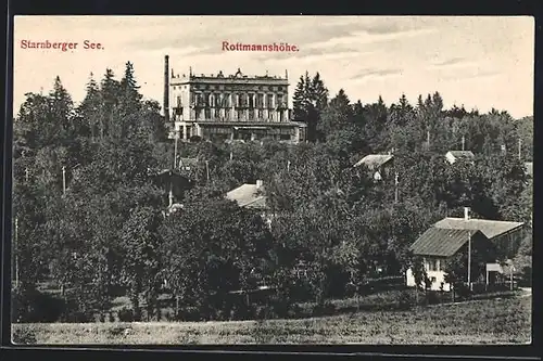 AK Assenhausen / Starnberger See, Blick zur Rottmannshöhe