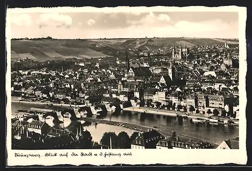 AK Würzburg, Ortsansicht von der Festung aus gesehen