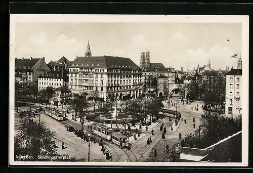 AK München, Strassenbahn am Sendlingertorplatz