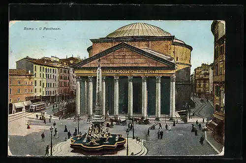 AK Roma, Il Pantheon, Strassenbahn