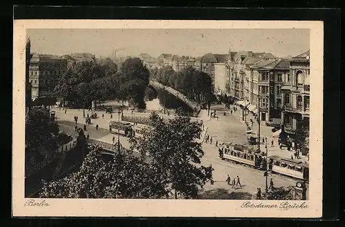 AK Berlin, Strassenbahnen an der Potsdamer Brücke