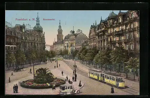AK Frankfurt a. M., Strassenbahn auf Rossmarkt