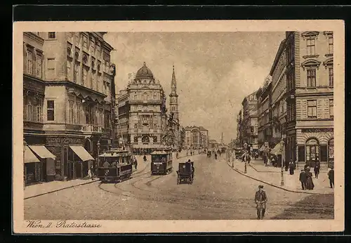 AK Wien II., Strassenbahnen in der Praterstrasse