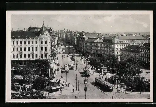 AK Wien, Strassenbahnen in der Mariahilferstrasse