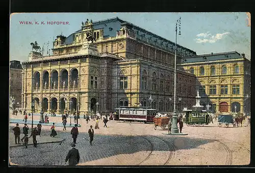 AK Wien, Strassenbahn an der K. K. Hofoper