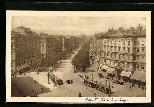 AK Wien, Kärntnerring mit Strassenbahnen