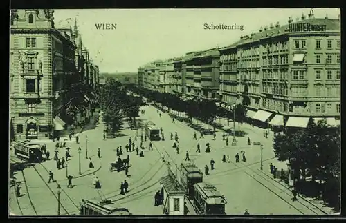 AK Wien, Strassenbahnen auf dem Schottenring