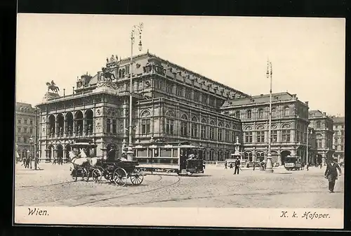 AK Wien, Strassenbahn an der K. k. Hofoper