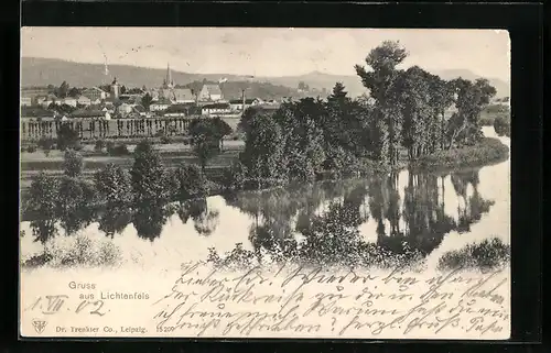 AK Lichtenfels / Main, Blick über den Fluss zur Ortschaft