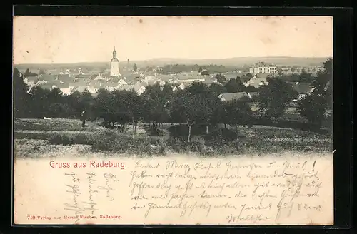 AK Radeburg, Totalansicht aus der Vogelschau