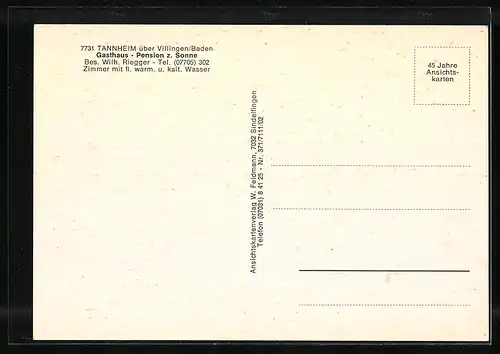 AK Tannheim über Villingen /Baden, Ortsansicht, Schwimmbad und Gasthaus-Pension Zur Sonne