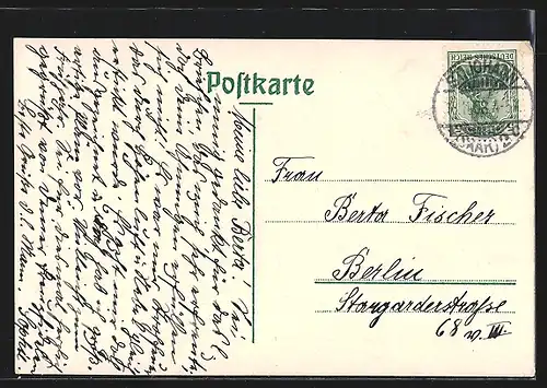 AK St. Johann, Neues Postamt, Strassenansicht mit Kuppel