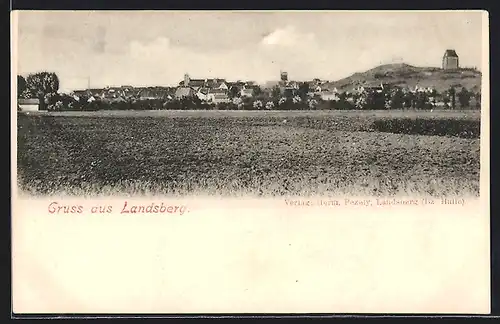 AK Landsberg b. Halle /S., Ortsansicht aus der Ferne