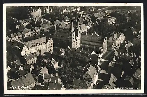 AK Werl in Westf., Ortsansicht vom Flugzeug aus