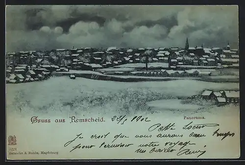 Künstler-AK Remscheid, Panorama aus der Vogelschau