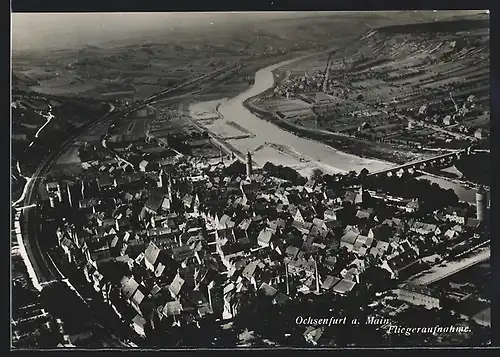 AK Ochsenfurt a. Main, Totalansicht vom Flugzeug aus