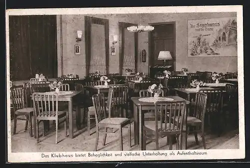 AK Warmbad-Wolkenstein, Bergarbeiter-Sanatorium, Aufenthaltsraum im Klubhaus