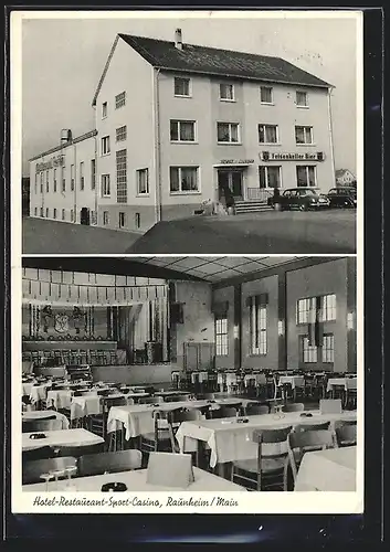 AK Raunheim / Main, Hotel-Restaurant-Sport-Casino, Aussen- und Innenansicht