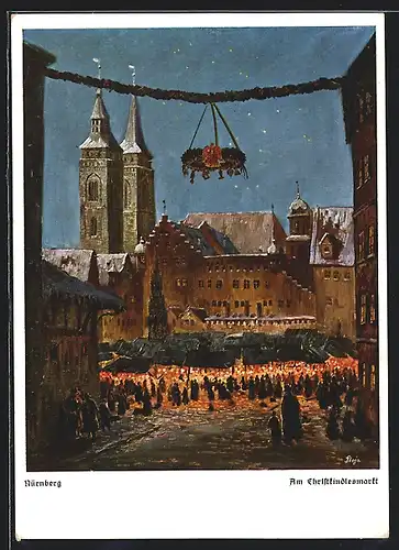 Künstler-AK Nürnberg, Am Christkindlemarkt