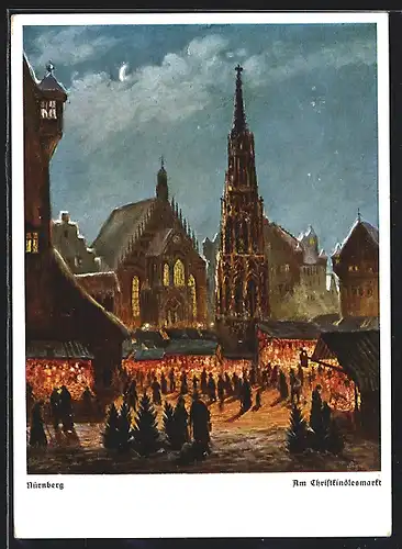 Künstler-AK Nürnberg, Am Christkindlemarkt