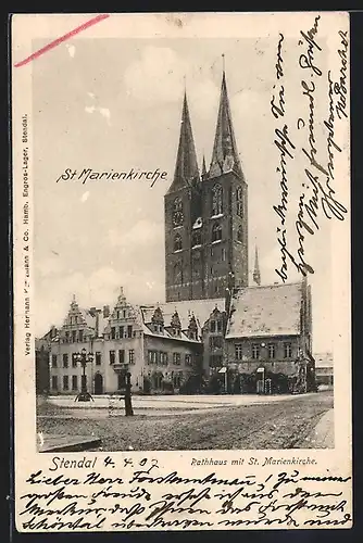 AK Stendal, Rathaus mit St. Marienkirche