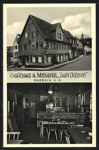 AK Marbach a. N., Gasthaus u. Metzgerei Zum Ochsen