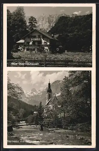 AK Ramsau, Kirche mit Reiteralpe, Haus-Oberneuhausen