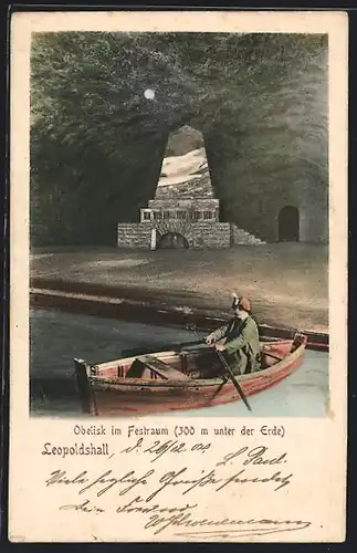 AK Leopoldshall, Obelisk im Festraum (300 m unter der Erde)