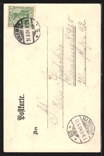 Lithographie Bremen, vor dem Gustav-Adolf-Denkmal