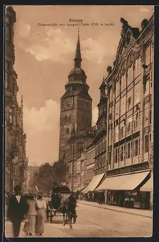 AK Bremen, Obernstrasse mit Ausgaril-Turm