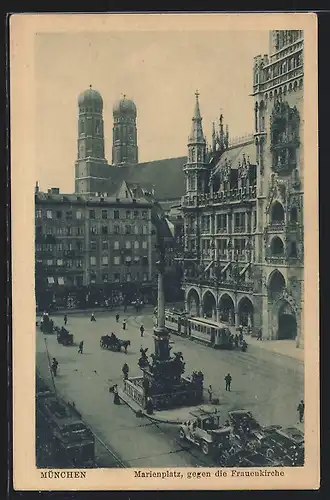 AK München, Marienplatz und Frauenkirche