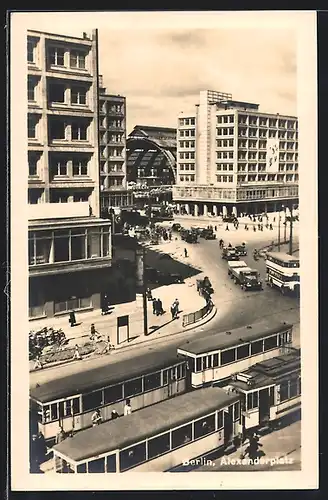 AK Berlin, Alexanderplatz, Blick zum Bahnhof, Strassenbahn