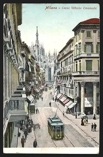 AK Milano / Mailand, Corso Vittorio Emanuele, Strassenbahn