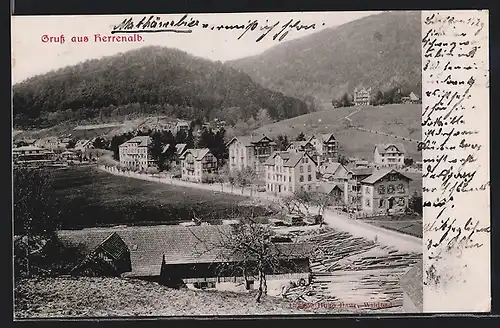 AK Herrenalb, Ortspartie mit Strasse