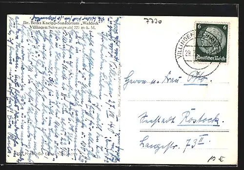 AK Villingen /Schwarzwald, Dr. Becks Kneipp-Sanatorium Waldeck